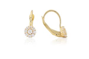 Arany baba és gyermak fülbevaló patentzáras virág fehér kővel - Arany gyerek fülbevaló