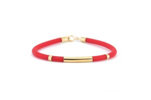 Arany baba karkötő kaucsuk piros - Baba arany karkötő