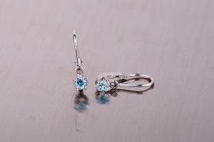 Fehérarany bébifülbevaló világoskék kővel bf-02-fa - 