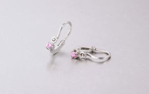 Fehérarany bébifülbevaló rózsaszín kővel n.x-ld-444f-r - Arany baba fülbevalók