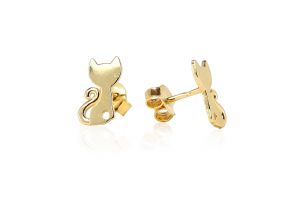Arany fülbevaló stekkeres cica - Arany gyerek fülbevaló