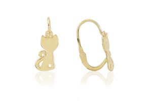 Arany gyermek fülbevaló elölkapcsos cica - Arany gyerek fülbevaló