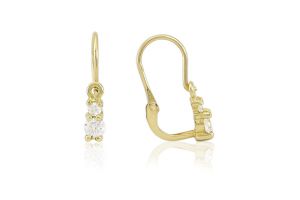 Arany gyermek fülbevaló elölkapcsos szoliter fehér kővel - Arany gyerek fülbevaló