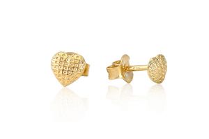 Arany gyermek fülbevaló stekkeres szívecske - Arany baba fülbevalók