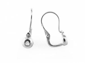 Button apró fehér köves ezüst baba fülbevaló - Ezüst gyerek fülbevaló