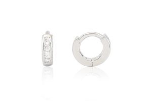 Ezüst baba fülbevaló bepattintós karika 4 fehér kővel 5mm ródiumbevonatos - Ezüst gyerek fülbevaló