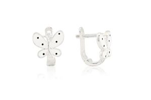 Ezüst baba és gyermek fülbevaló franciakapcsos pillangó fehér - Ezüst gyerek fülbevaló