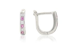 Ezüst fülbevaló franciazáras keskeny kivitelű apró kövekkel - Ezüst gyerek fülbevaló