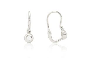 Ezüst gyermek fülbevaló elölkapcsos button fehér kővel ródiumbevonatos - Ezüst gyerek fülbevaló