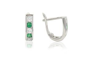 Ezüst baba és gyermek fülbevaló franciakapcsos zöld és fehér kövekkel - Arany baba fülbevalók