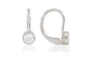 Ezüst gyermek fülbevaló patentzáras button ródiumbevonatos - Ezüst gyerek fülbevaló