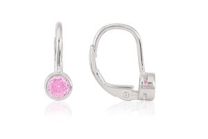 Ezüst gyermek fülbevaló patentzáras button ródiumbevonatos - Ezüst gyerek fülbevaló