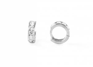 Fehér köves apró ezüst kerek baba fülbevaló - 