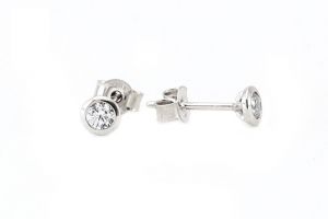 Fehér arany button fülbevaló fehér kővel 4mm - Arany gyerek fülbevaló