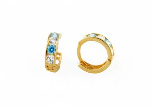 Kék-fehér köves kerek arany baba fülbevaló 6mm - 