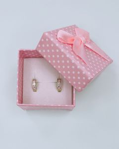 Rózsaszín köves karika arany baba fülbevaló 6mm - 