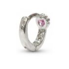 Ezüst baba fülbevaló karika rózsaszín-fehér kövekkel