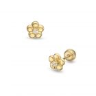 LISA arany baba fülbevaló csavaros fényes virág JTAG-0328