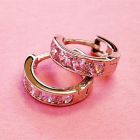 Rózsaszín köves karika arany baba fülbevaló 6mm